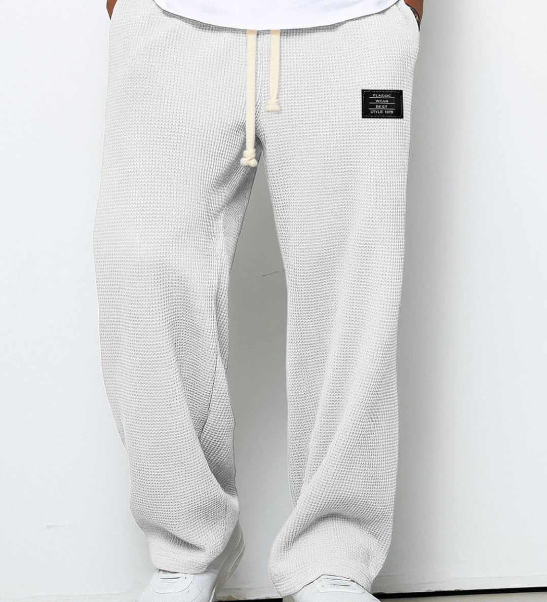 Milan - Lounge hlače od waffle pletenine s vezicom