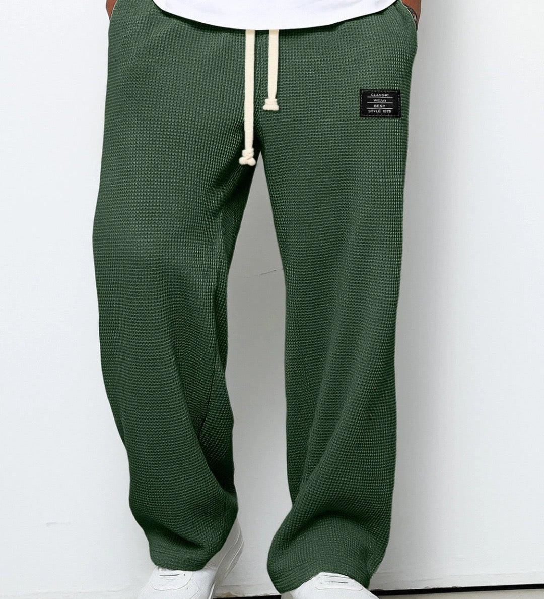 Milan - Lounge hlače od waffle pletenine s vezicom