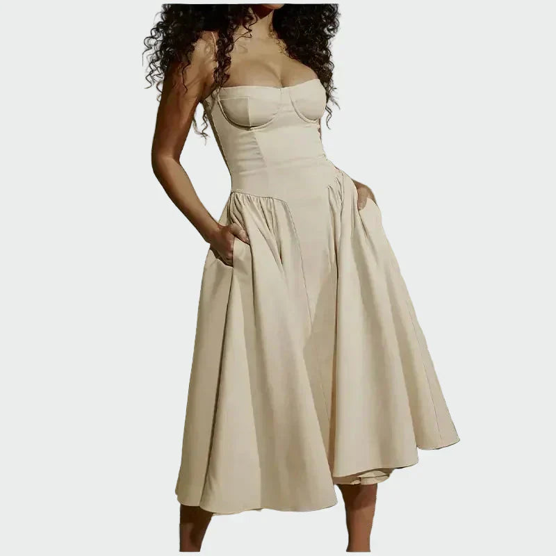 Jelena - Saten Maxi Haljina s Tankim Naramenicama